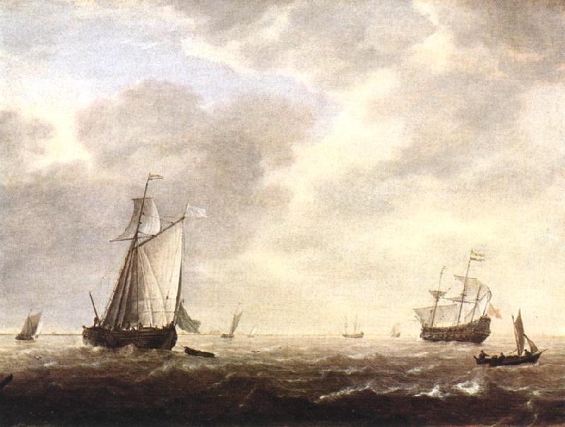 VLIEGER, Simon de A Dutch Man-of-war and Various Vessels in a Breeze r Germany oil painting art